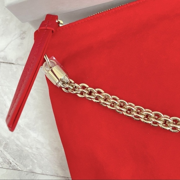 🆕 Authentic Jimmy Choo Callie Suede Clutch Bag in Red - Picture 8 of 9